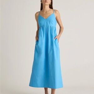 Blue Spaghetti Strap Quince Maxi Dress